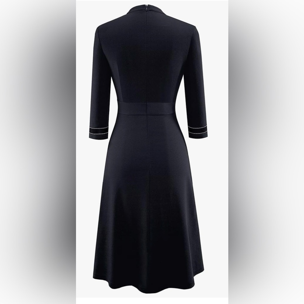 HOMEYEE Women's Chic Crew Neck 3/4 Sleeve Party Homecoming Aline Dress A135 - Picture 3 of 6